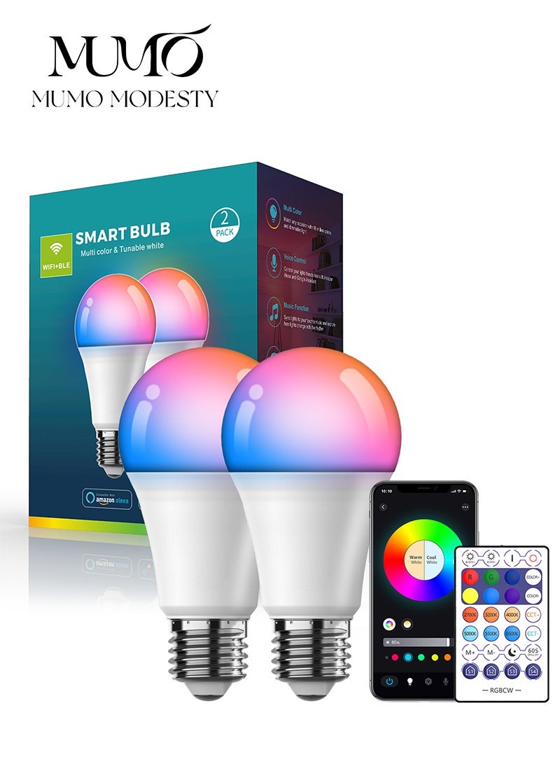 MUMO LED Smart Bulb E27 Remote Control Color Adjustable Light 10W A60 - Image 1