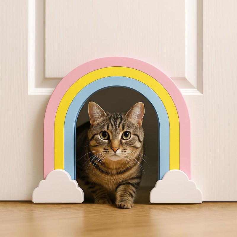 Hello LLamas Indoor DIY Cat Door Rainbow Design - Image 1