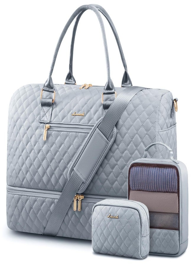 لوف فوك حقيبة سفر لوففوك للنساء، حقيبة نهاية أسبوع مع جيب للأحذية، حقيبة يد مع حقيبة أدوات تجميل، حقيبة رياضية مع جيب مقاوم للماء، طقم حقائب للولادة مكون من 3 قطع - Image 1