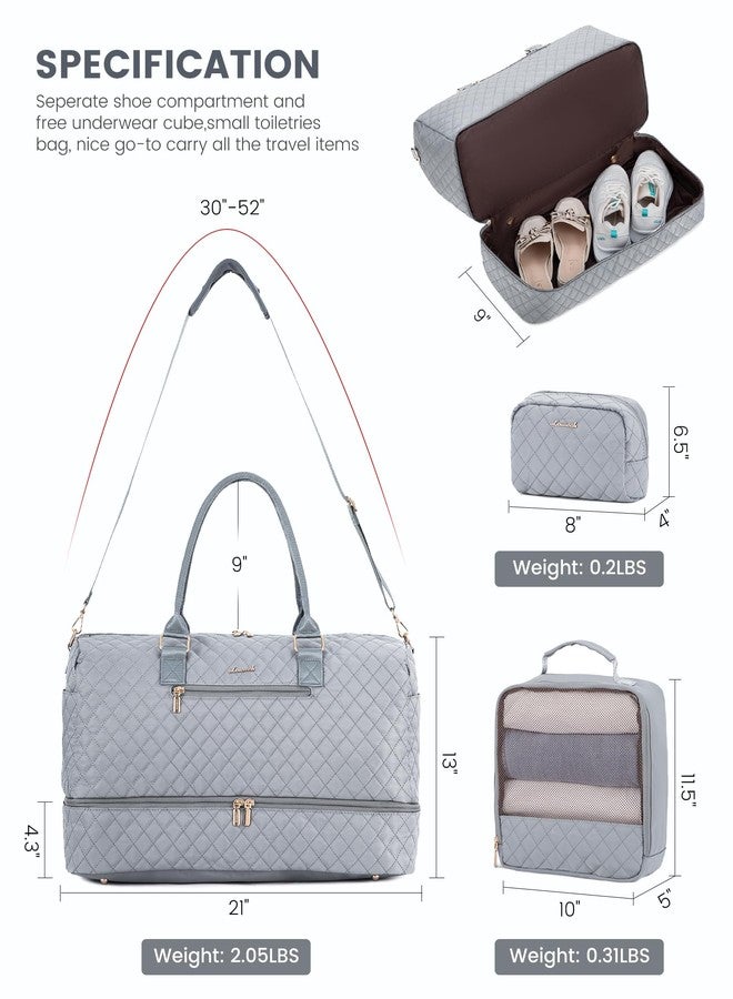 لوف فوك حقيبة سفر لوففوك للنساء، حقيبة نهاية أسبوع مع جيب للأحذية، حقيبة يد مع حقيبة أدوات تجميل، حقيبة رياضية مع جيب مقاوم للماء، طقم حقائب للولادة مكون من 3 قطع - Image 2