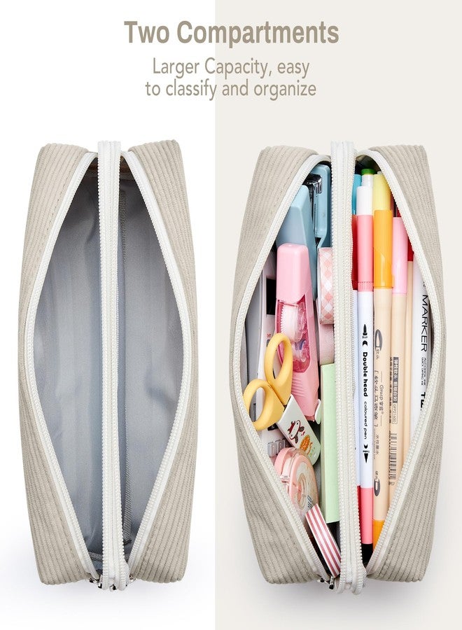 KALIDI FANCY FOREST KALIDI Large Pencil Case Corduroy Pencil Pouch Box Cute School Supplies for Teen Girls Boys, Grey - Image 2