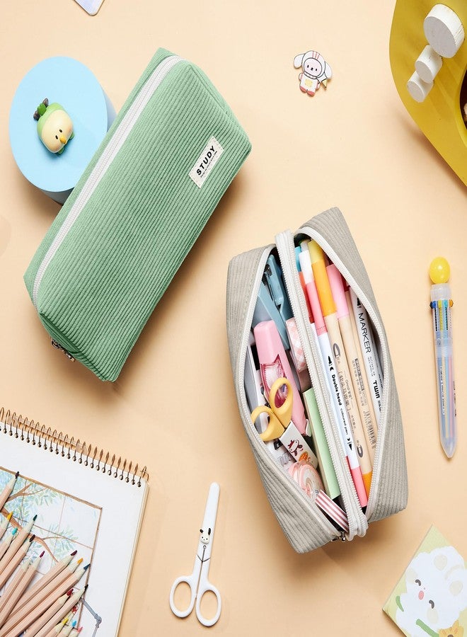 KALIDI FANCY FOREST KALIDI Large Pencil Case Corduroy Pencil Pouch Box Cute School Supplies for Teen Girls Boys, Grey - Image 4