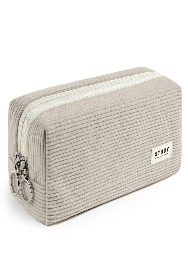 KALIDI FANCY FOREST KALIDI Large Pencil Case Corduroy Pencil Pouch Box Cute School Supplies for Teen Girls Boys, Grey - Image 1