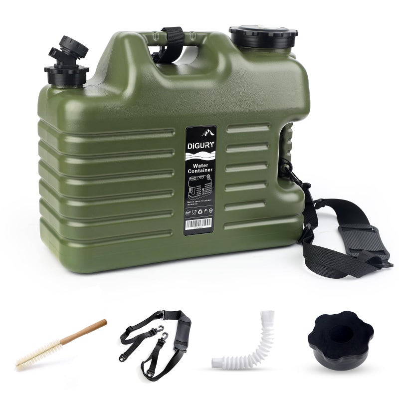 Digury 5 Gallon Water Jug, Camping Water Container BPA Free Water Storage with Spigot No Leakage Portable Emergency Water Tank for Outdoor Hiking Camping Picnic Supplies Green - Image 1
