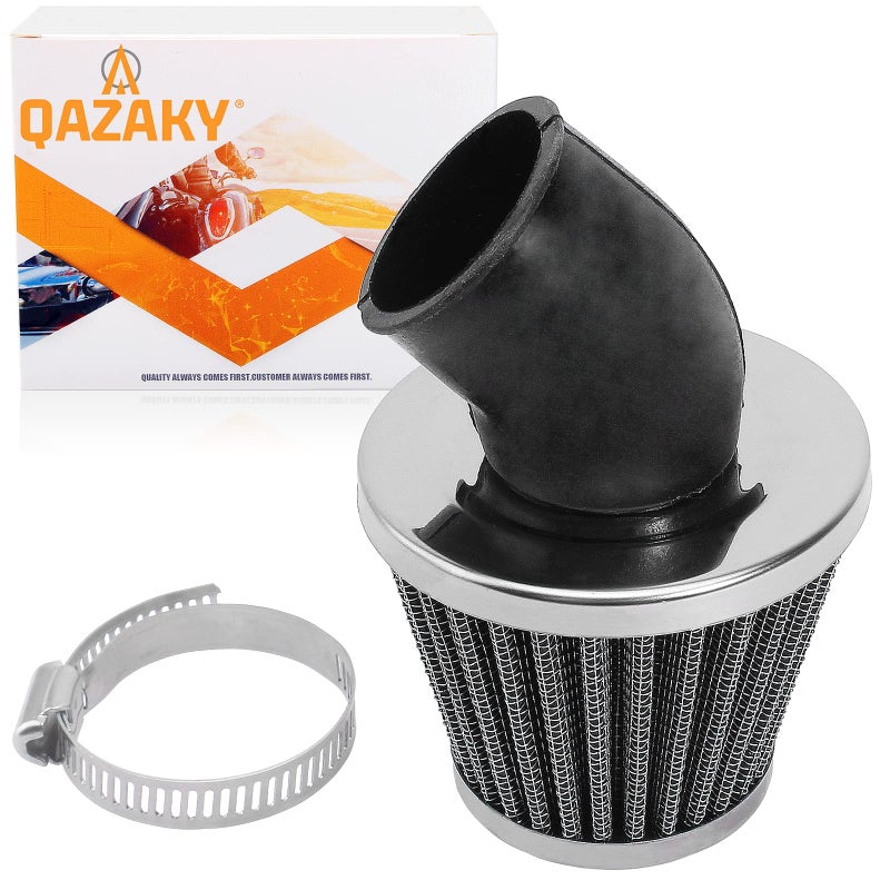 QAZAKY 41mm 42mm 43mm 165inch Filter 45 Degree Angled for 125cc150cc 200cc 250cc ATV Quad Scooter Gokart Moped Chopper Pit Dirt Pocket Mini Super Bike GY6 PZ24 PZ30 CG 165in