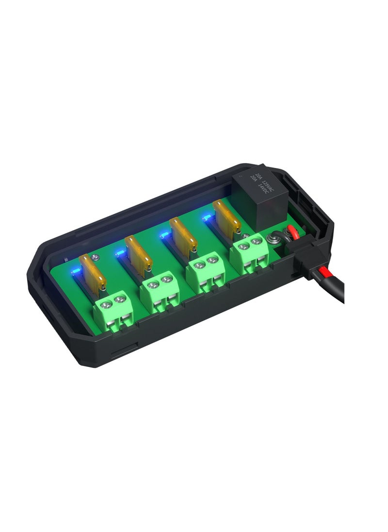 Generic - 12V Universal Automotive Moto Fuse Box with 20A Capacity, LED Indicator Light, Heat Resistant Fuse Holder for Cars and Motorcycles. - Image 1