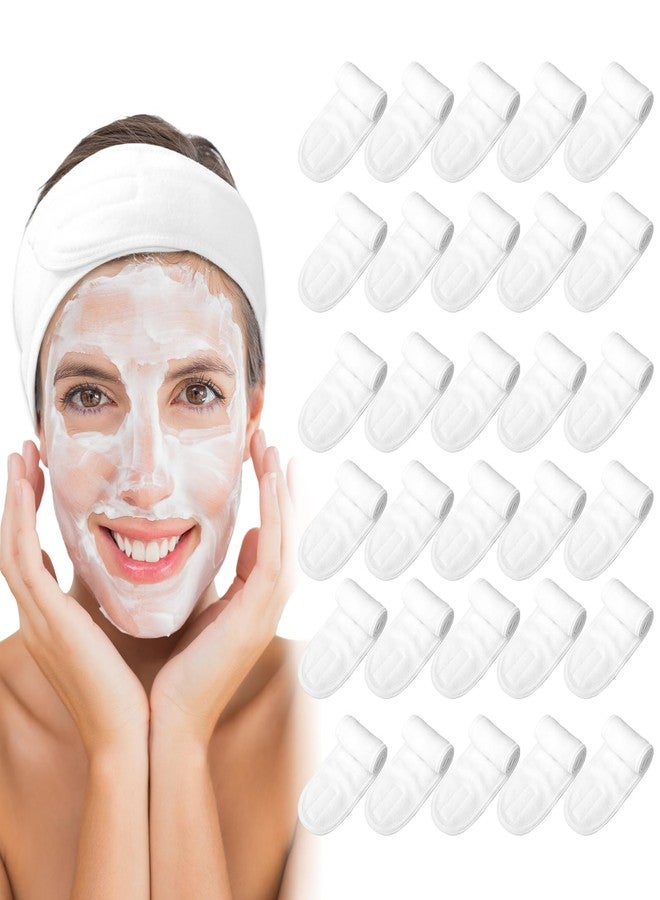 Whaline 60Pcs Spa Facial Headbands Head Wrap Stretch White Cloth Hair Bands for Bath Makeup Sport - Image 1