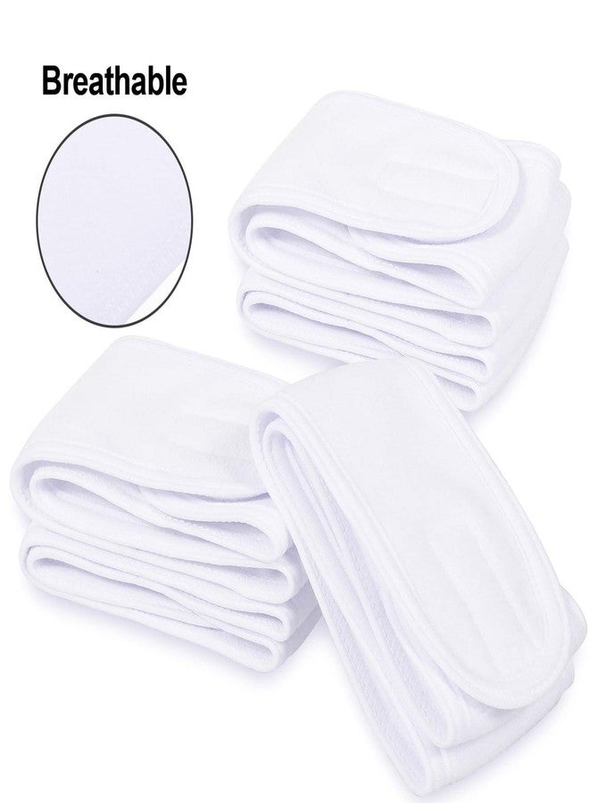 Whaline 60Pcs Spa Facial Headbands Head Wrap Stretch White Cloth Hair Bands for Bath Makeup Sport - Image 3