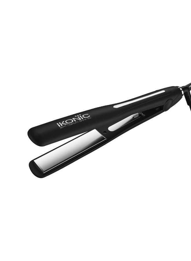 Ikonic Slim Titanium Shine 2.0 Hair Straightener Black Dual Titanium Slim Plates Instant Heat-Up Auto Shut-Off All Hair Type - Image 1