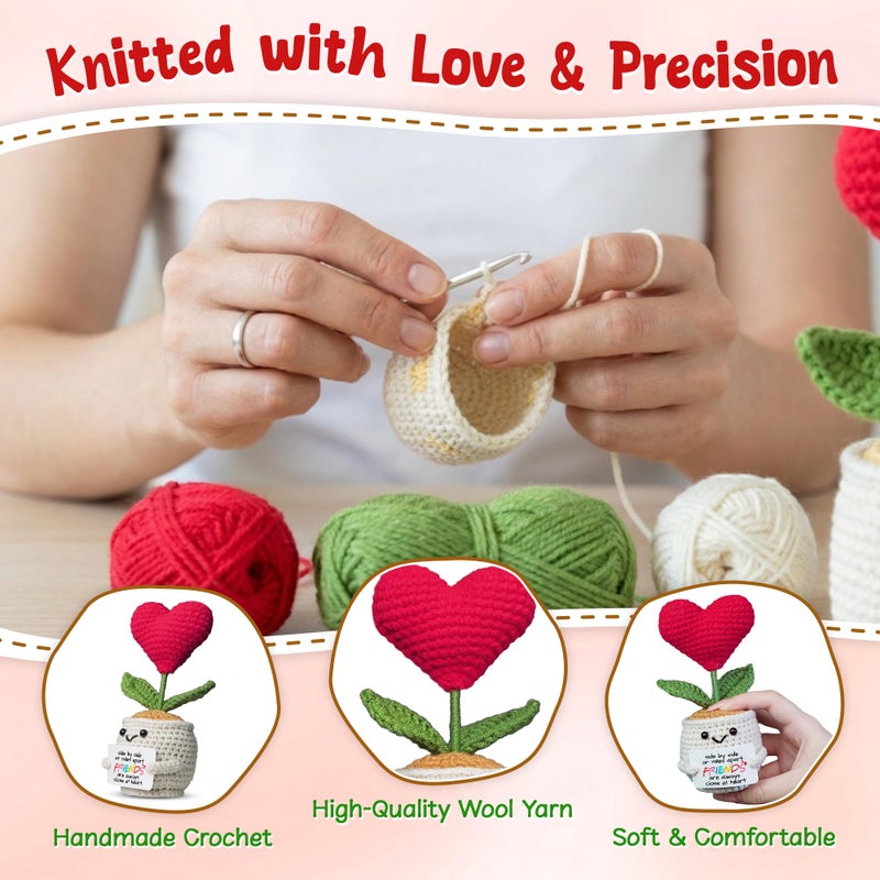 OASSIE Long Distance Friendship Gifts for Women - Positive Crochet Flowers - BFF Friend Gifts for Women Work Bestie, Galentine Day Birthday Gift for Best Woman, Gift for Sister - Image 4