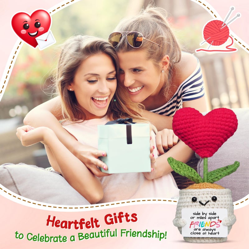 OASSIE Long Distance Friendship Gifts for Women - Positive Crochet Flowers - BFF Friend Gifts for Women Work Bestie, Galentine Day Birthday Gift for Best Woman, Gift for Sister - Image 2