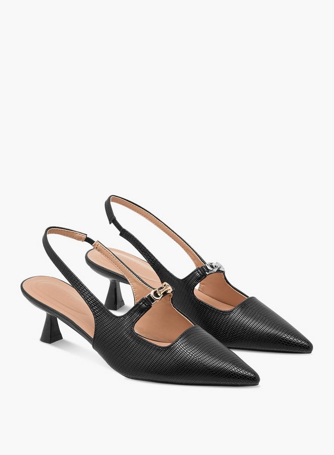 Celeste Women's Textured Slingback Shoes with Kitten Heels  - Image 1