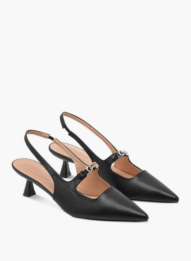 سيليست أحذية نسائية بكعب رفيع بتصميم حزام خلفي مزخرف - Image 3