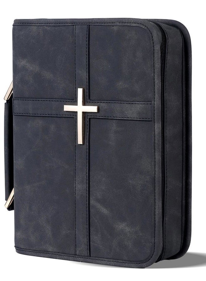 HFLZBRO Vegan Leather Bible Cover Case, Bible Bag with Phone Pocket, Bible Case for Men Women, Christian Gift Box Packaging (Black, Large) - Image 1