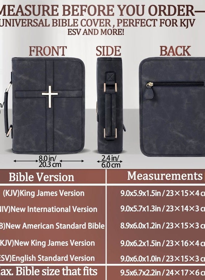 HFLZBRO Vegan Leather Bible Cover Case, Bible Bag with Phone Pocket, Bible Case for Men Women, Christian Gift Box Packaging (Black, Large) - Image 3