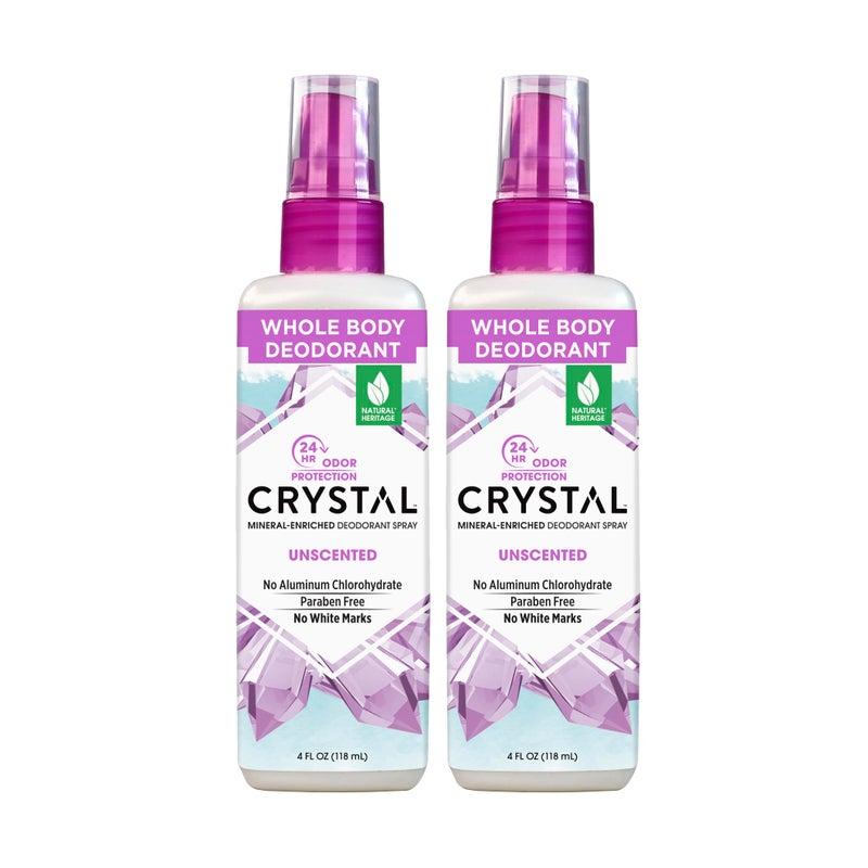 Crystal™ Mineral Deodorant Spray - Unscented Body Deodorant With 24 Hours Odor Protection, Non-Staining & Non-Sticky, Aluminum Chloride & Paraben Free, (2 Pack)