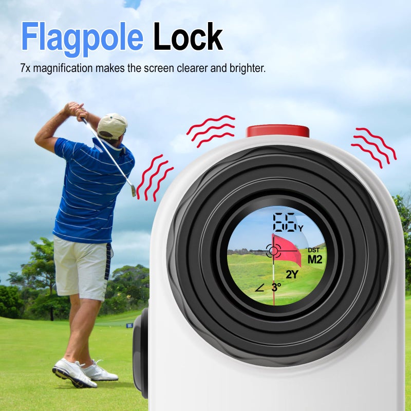 HESAIN Range Finder Golf Rangefinder with Slope, 1200 Yards Laser Range Finder with 7X Magnification, Rechargeable Golf Range Finder with Flag Lock, Vibration, Magnetic, Golf Accessories, White - Image 4