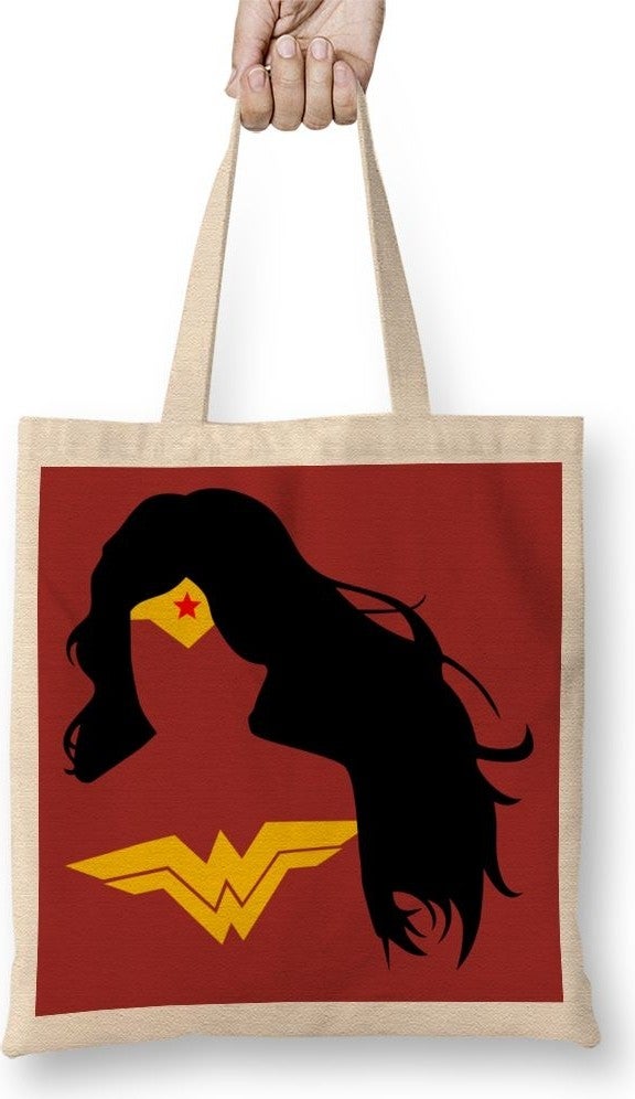 Baskı Dükkanı Print Shop Quadro Mulher Maravilha Minimalista Tote Bag Long Handle