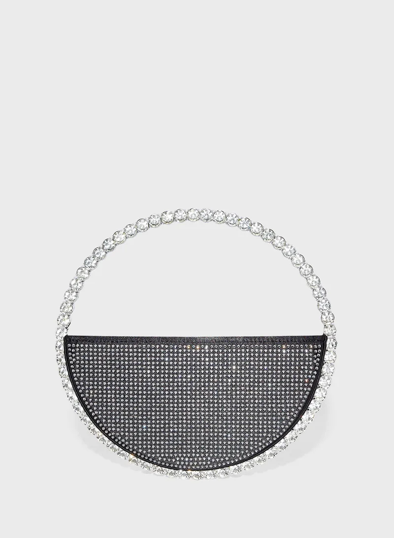 Khizana Embellished Rhinestone Circular Clutch Bag