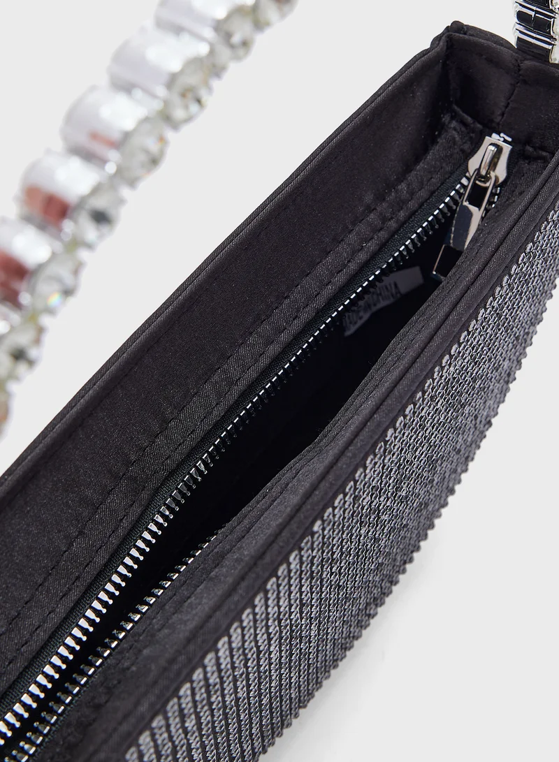 Khizana Embellished Rhinestone Circular Clutch Bag