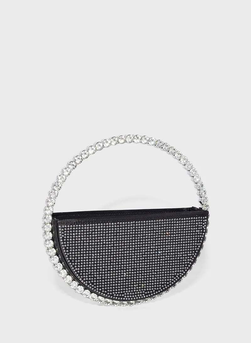 Khizana Embellished Rhinestone Circular Clutch Bag