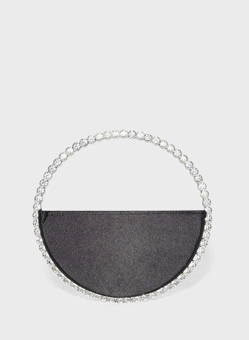 Khizana Embellished Rhinestone Circular Clutch Bag