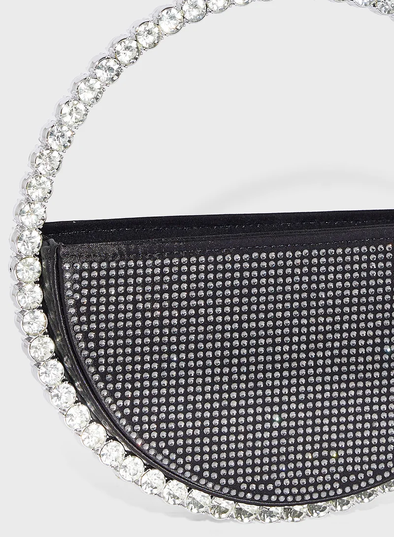 Khizana Embellished Rhinestone Circular Clutch Bag