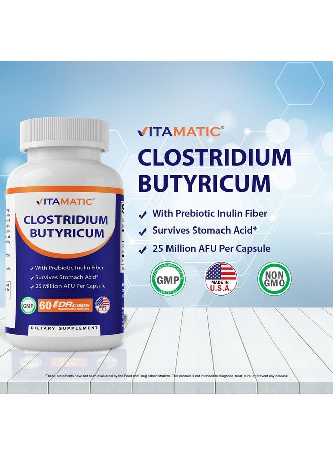 Vitamatic Clostridium butyricum 25 Million - Gut Health - 60 DR Capsules (Delayed Released) - Made with Prebiotic Inulin Fiber - Image 3