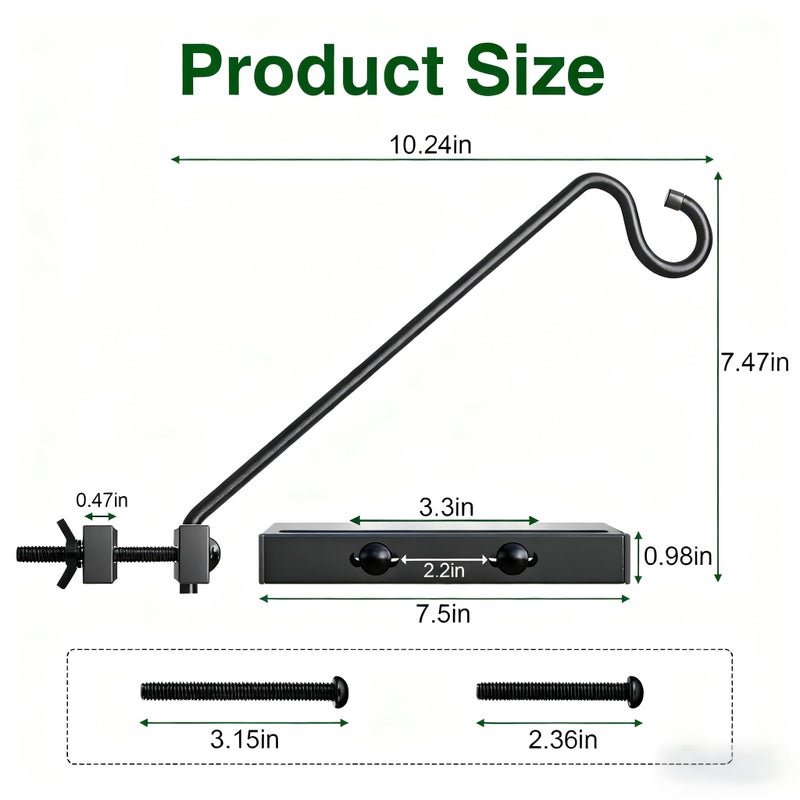 Josmimic 12-Inch Deck Bird Feeder Hanger for Railing, Outdoor Decor Plant Hanger, Balcony Railing Hook - 22LB Capacity - for Hanging Plants, Bird Feeders, Lanterns, Wind Chimes - Image 4