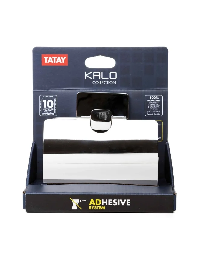 TATAY Kalo Paper Holder with Adhesive Chrome 12.5 x 12.5 x 5 cm 6320200