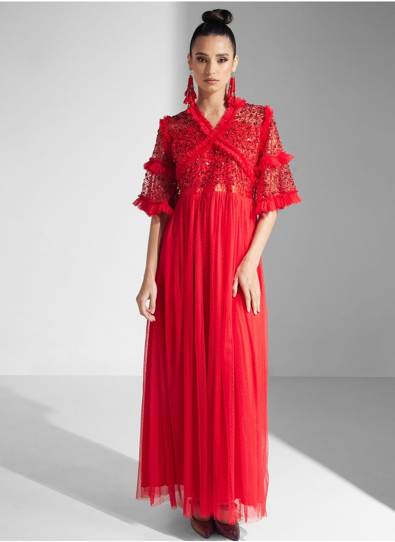 Golden Apple - Ruffle Sequin Dress - Image 1