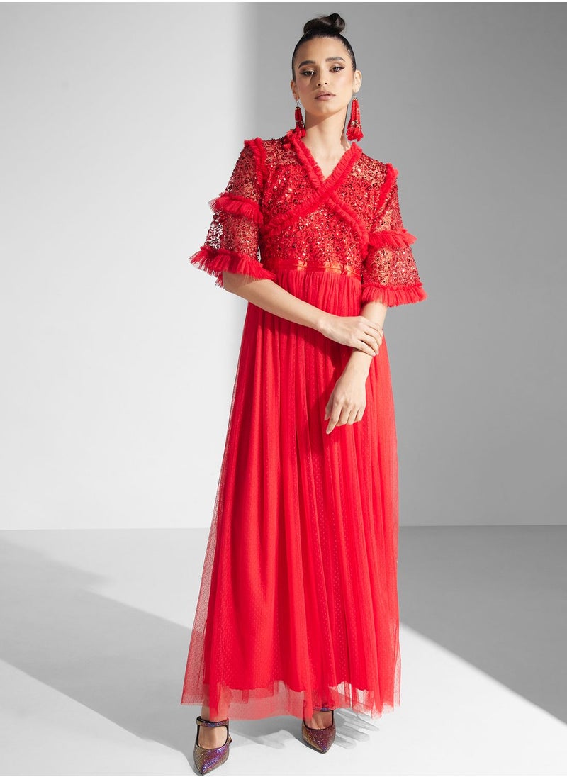 Golden Apple - Ruffle Sequin Dress - Image 1