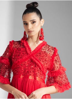 Golden Apple Ruffle Sequin Dress  - Image 3