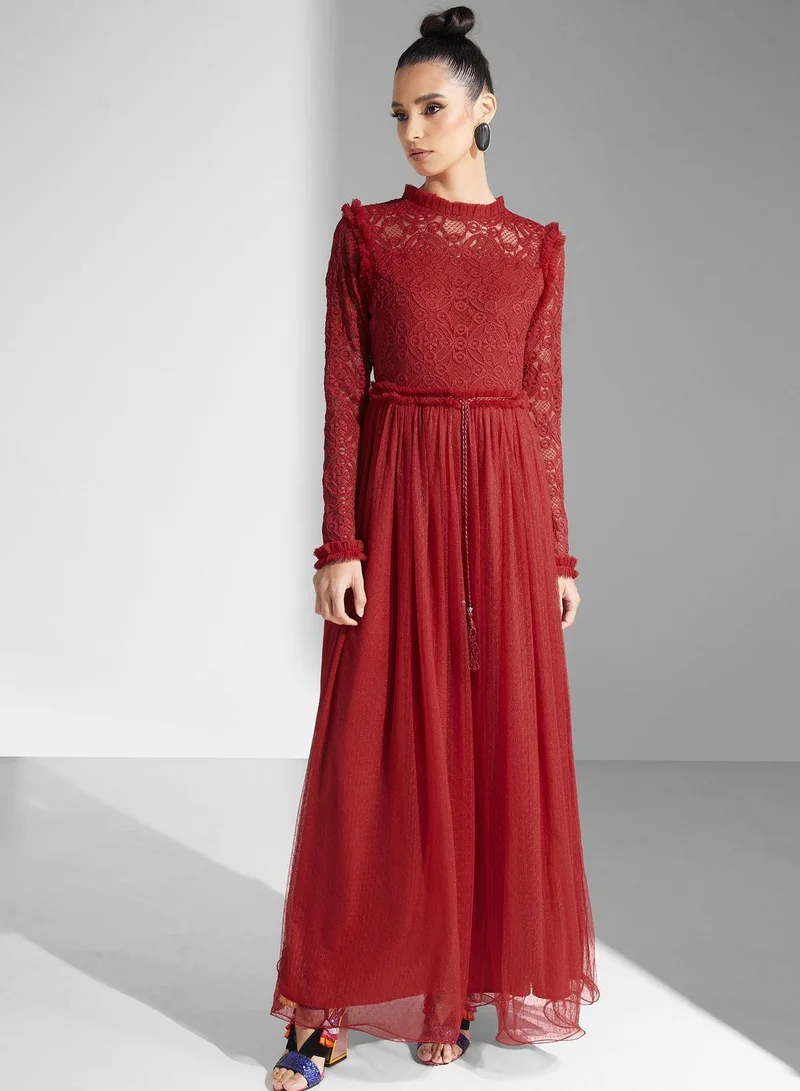 Golden Apple Lace Detail Dress