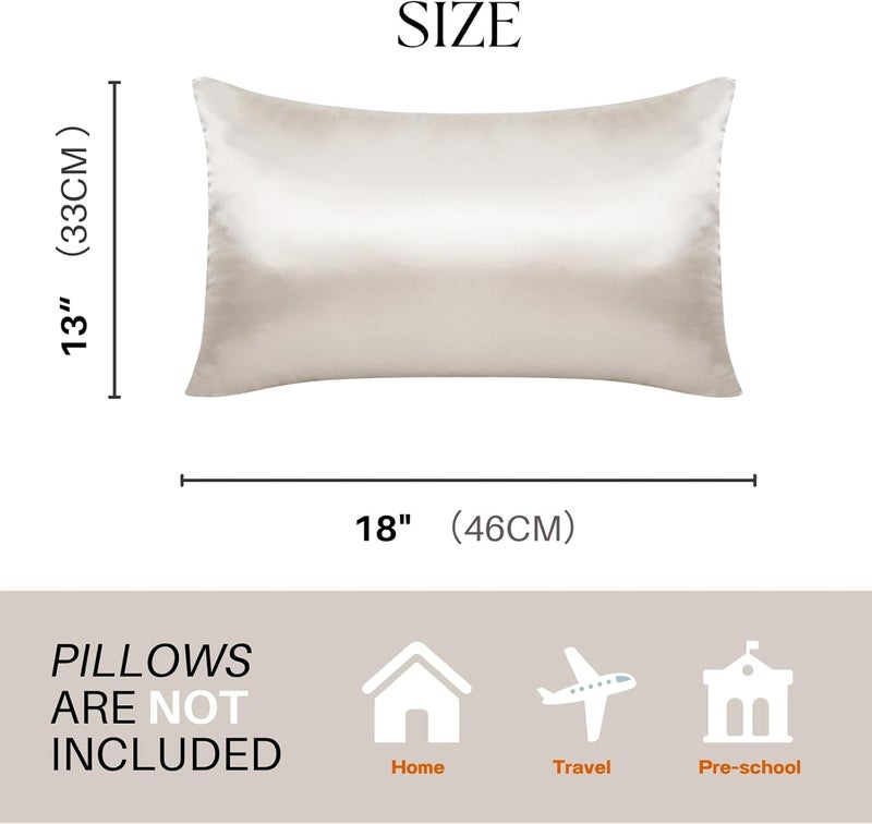 LCBD Silky Satin Toddler Pillowcases Set of 2, Super Soft Travel Pillow Covers, Small Kids Pillow Cases with Envelope Closure, 13"x 18", Silvergrey - Image 5