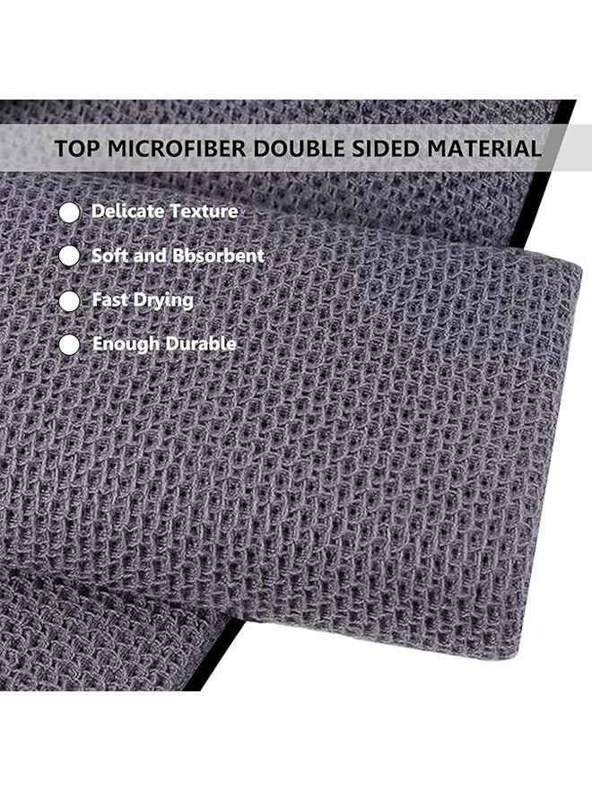 3 Pack Large Golf Towels, 11.8" X 11.8" Tri-Fold Portable Microfiber Fabric Waffle Pattern Golf Towel With Carabiner Quickly Removes Sand, Mud, Dirt And Sweat - Image 2