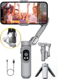 AOCHUAN Smart X 3-Axis Foldable Handheld Gimbal Stabilizer with Fill Light For Smart Phone Action Camera  - Image 1