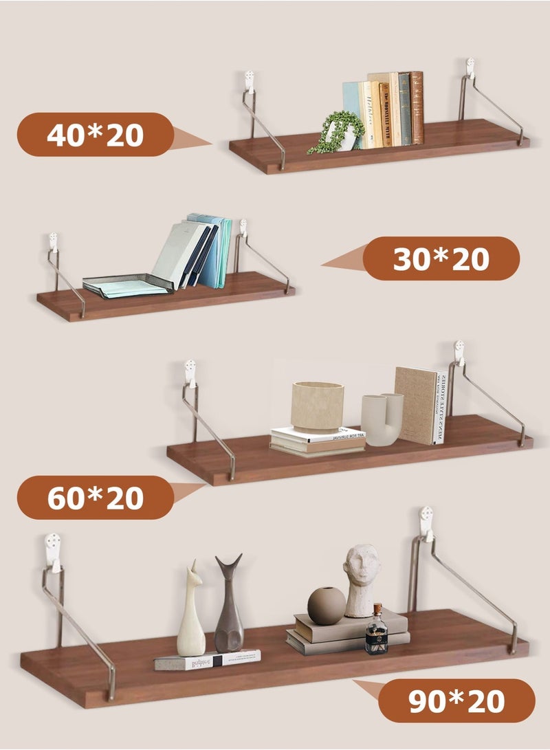 Keysweet 4-Piece Home Book Shelves Set Floating Shelves for Wall Hanging Wood Shelf Wooden Shelves with Metal Brackets Hanging Shelf Wall Organizers for Home   Free Installation Tool - Image 4