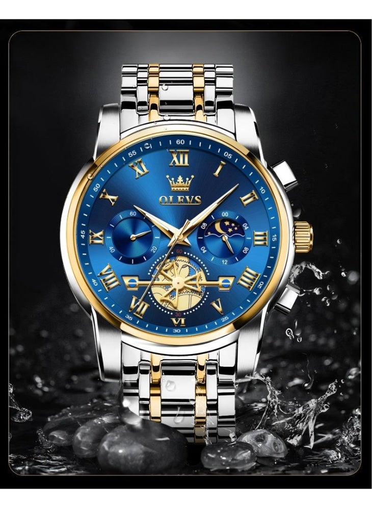 أوليفز ساعة OLEVS للرجال أنيقة أصلية متعددة الوظائف فاخرة من الفولاذ المقاوم للصدأ ومقاومة للماء وساعة كوارتز مضيئة - Image 5