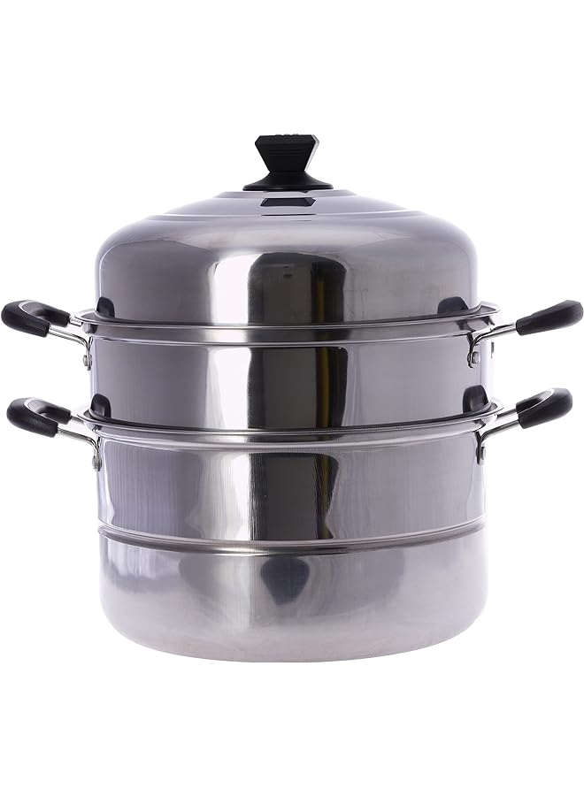 برايت هوم قدر طهي بالبخار 3 طبقات ستانلس ستيل 30 سم فضي 900 مل Ms7276 - Image 1