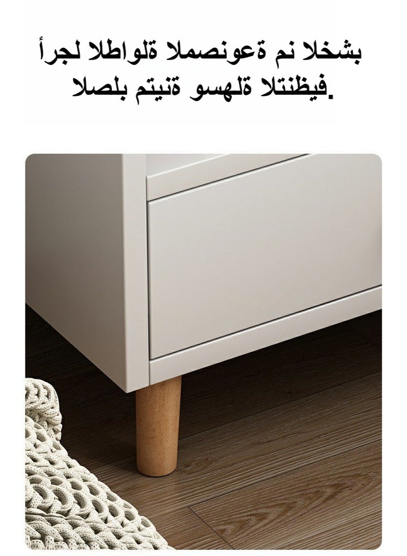 طاولة جانبية للسرير مع درج، طاولة جانبية لغرفة النوم، طاولة قهوة عصرية من طبقتين مع رف تخزين مفتوح لغرف النوم - Image 4