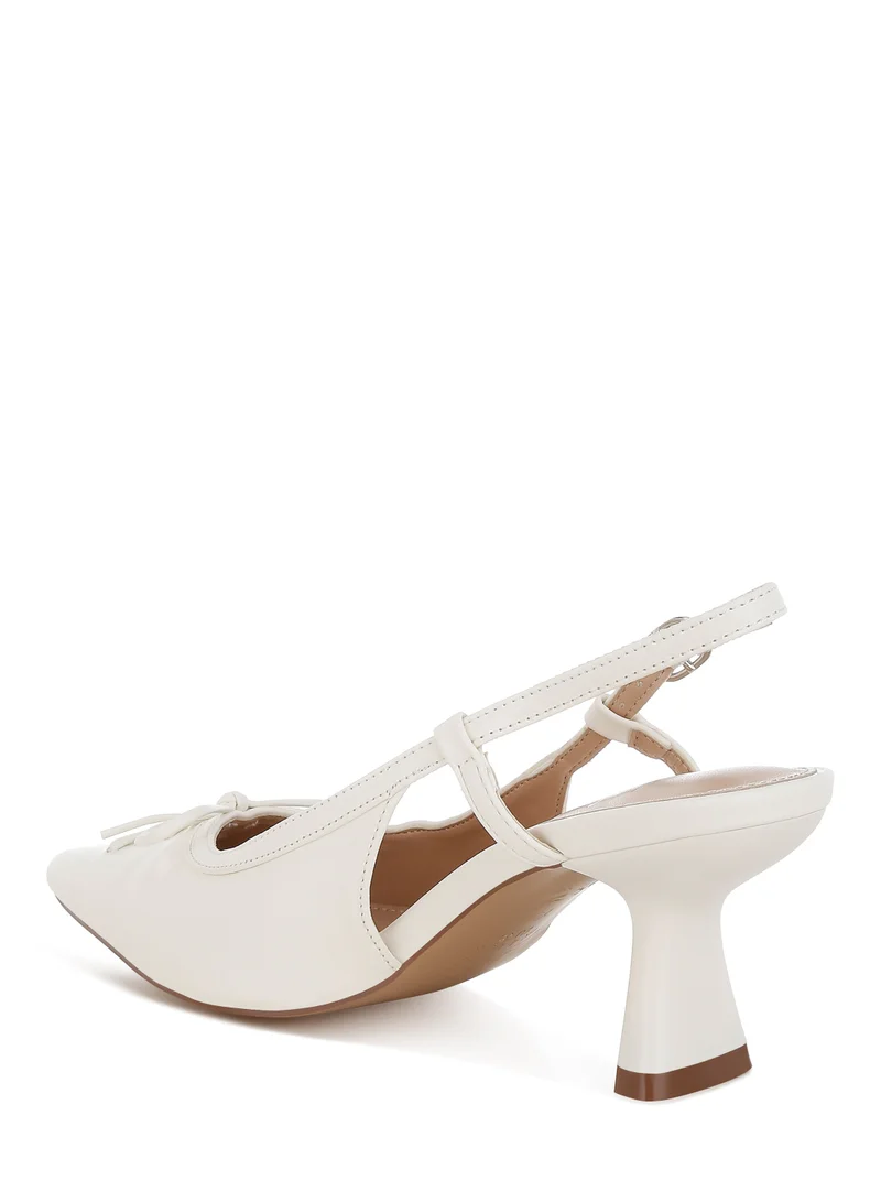 London Rag Kitten Heel Pointy Slingbacks in White