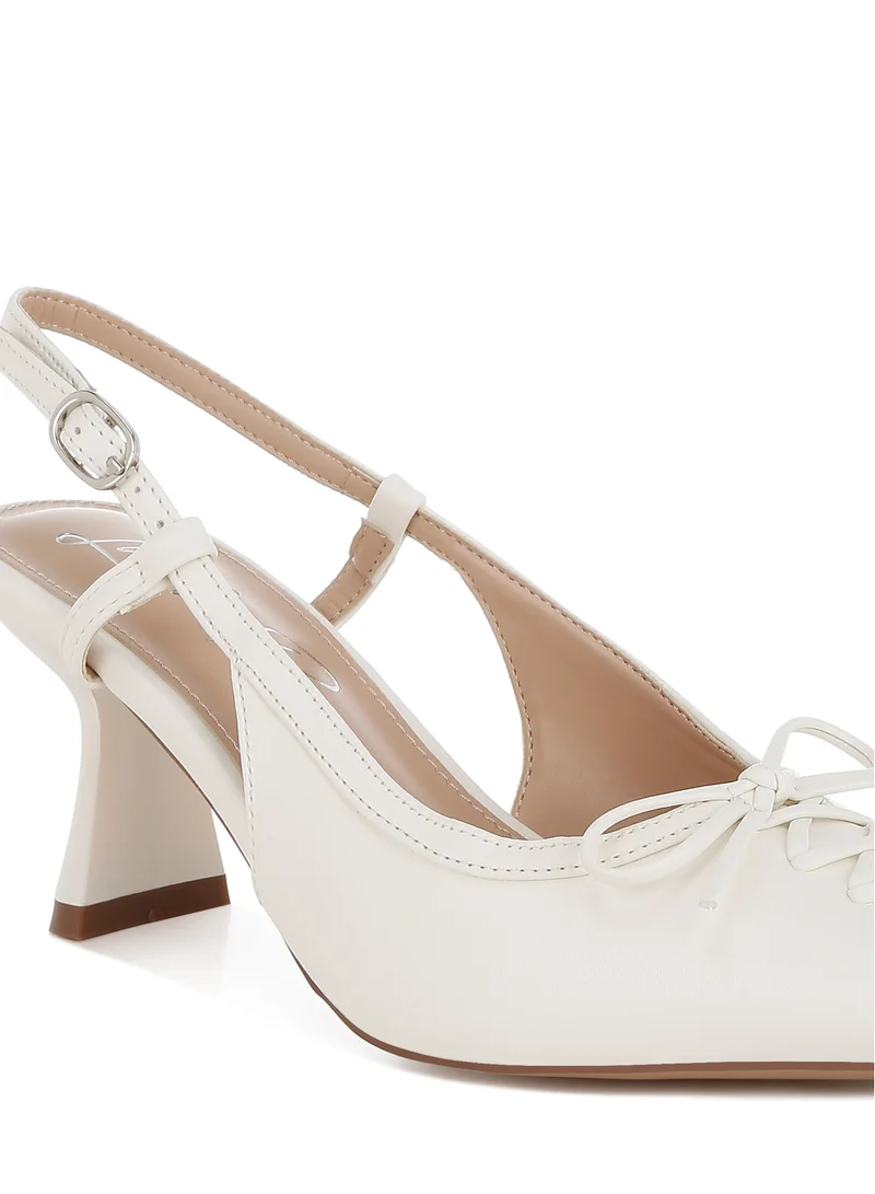 London Rag Kitten Heel Pointy Slingbacks in White