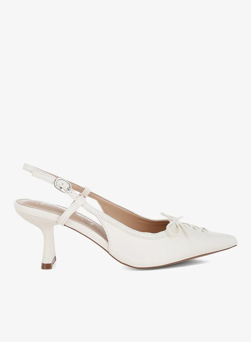 Kitten Heel Pointy Slingbacks in White