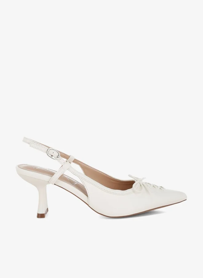 Kitten Heel Pointy Slingbacks in White