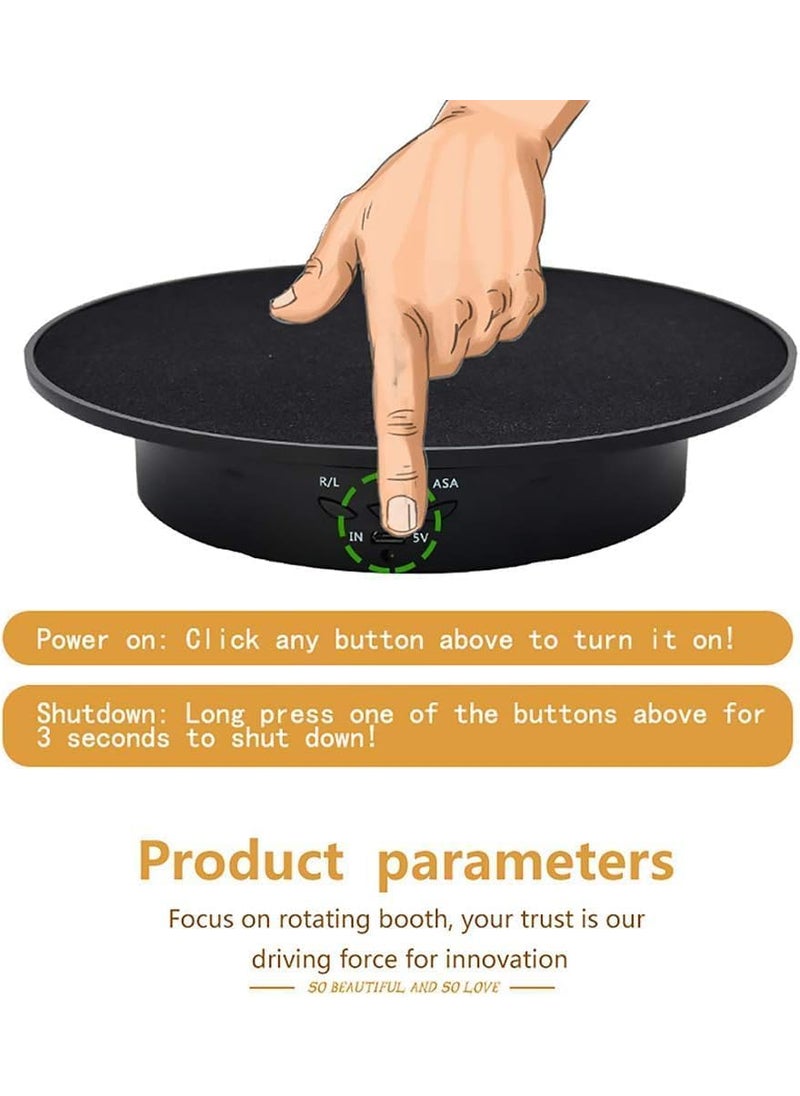 ZenCart Electric Rotating Display Stand 360 Degree Rotating Turntable with USB Charge Rotating Display Stand for Photography Rotating Turntable Adjustable Smooth Rotation