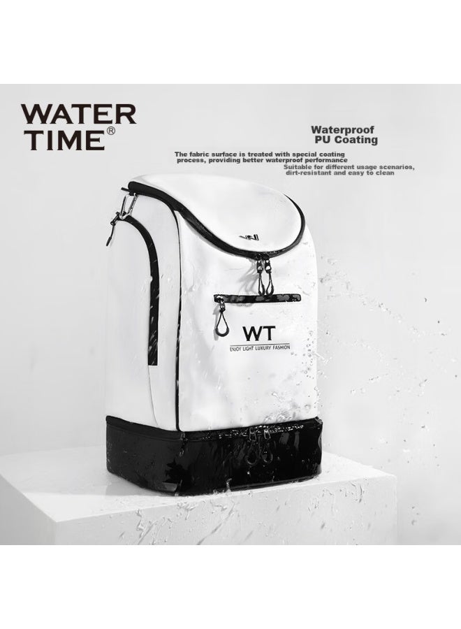 Watertime/shuichuren حقيبة سباحة مع فصل جاف ورطب، حقيبة ظهر للغوص والغطس للرجال والنساء، حقيبة تخزين شاطئية، أسود - Image 1