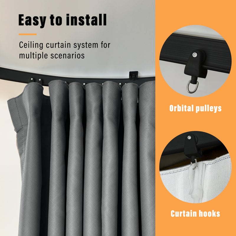 MaKefeile Room Divider Curtains with Flexible Ceiling Curtain Tracks Set,100% Blackout Floor to Ceiling Curtains Patio Sliding Door Curtains (Dark Grey Drape & Black Rail W 8.3 Ã— H 8 FT) - Image 3