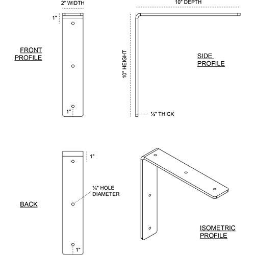 Ekena Millwork BKTM02X10X10HASS 2-Inch W x 10-Inch D x 10-Inch H Hamilton Bracket, Stainless Steel - Image 2