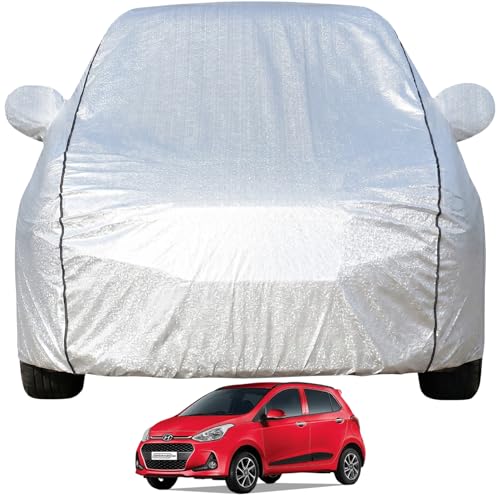 Pivalo Car Cover for Grand i10 Nios All Model & Years (2019-2026) 100% Waterproof with Mirror Pockets, Triple Stitched Bottom Elastic Dustproof Full Body Protection (Heat & UV Resistant, Silver) - Image 1